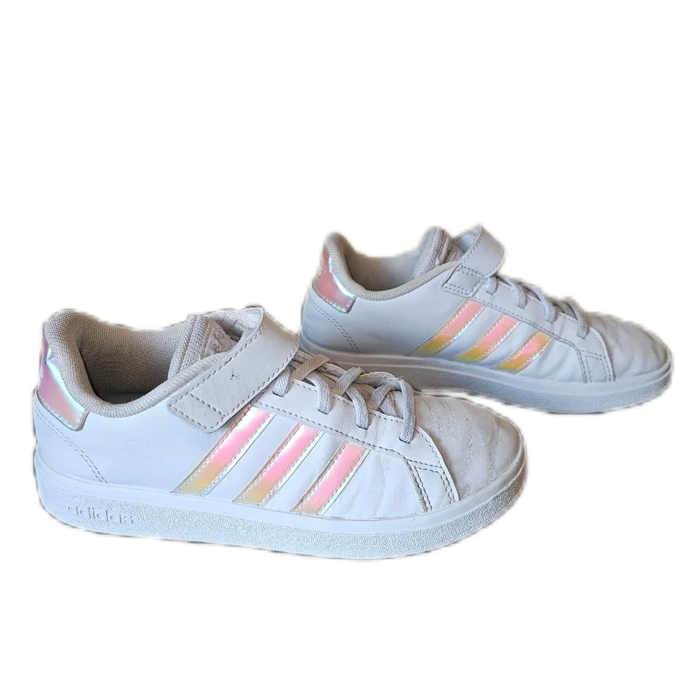adidas kids girls tennis shoes Grand Court 2.0 Elastic Lace Sneaker size 3 - Picture 1 of 10